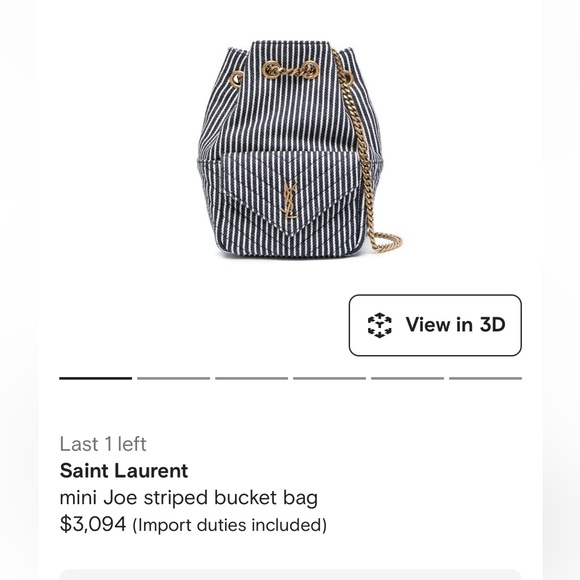 Saint Laurent Mini Joe Sailstripe Canvas Bucket Bag - Picture 6 of 6
